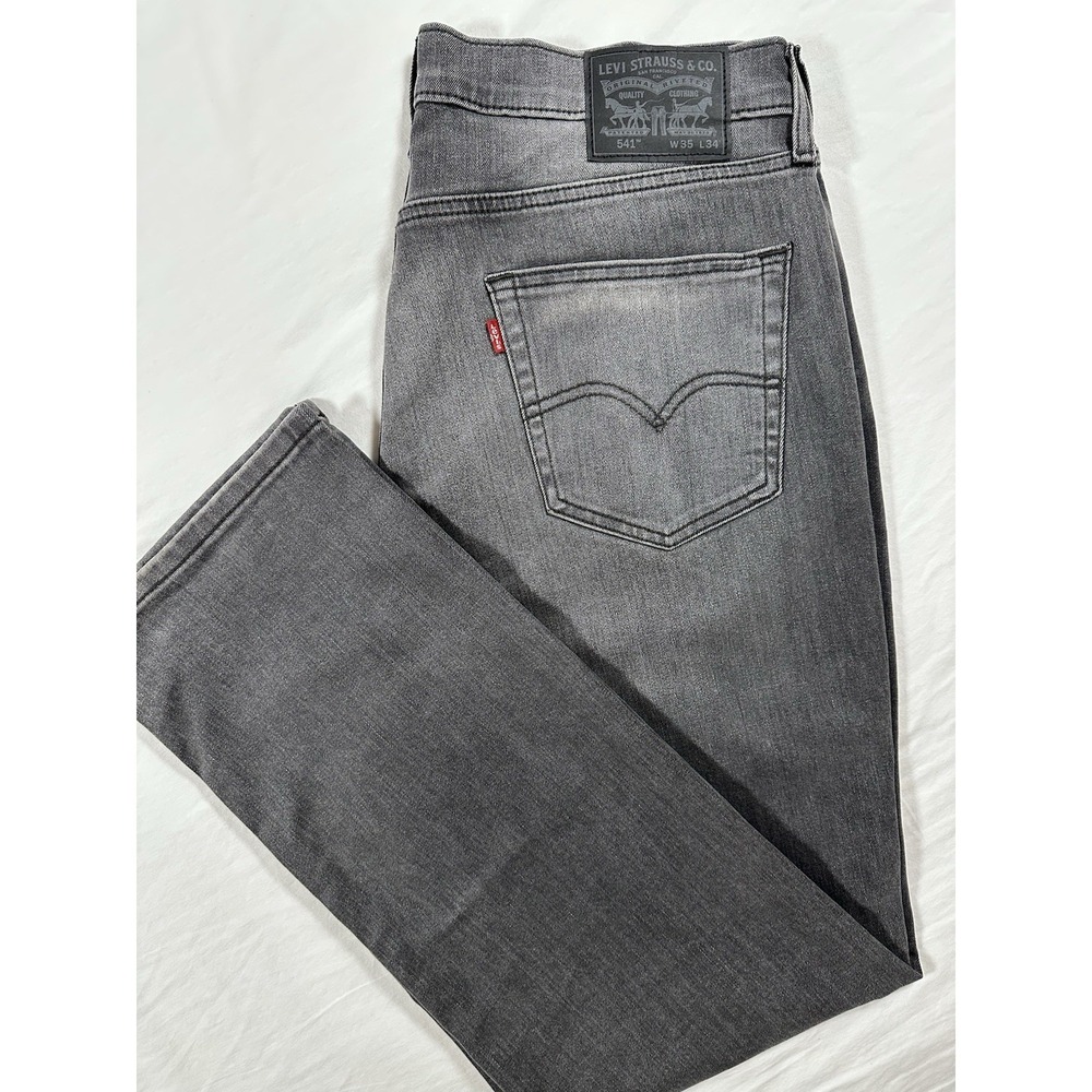 Levi's 541 Jeans Men's‎ 35x34 Gray Denim Cotton Blend Athletic Taper Stretch